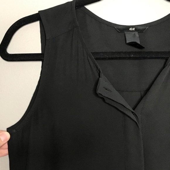 H&M long black semi sheer sleeveless top size 2 - Picture 4 of 7